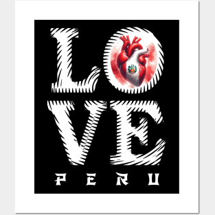 I Love Peru Heart Flag Posters and Art